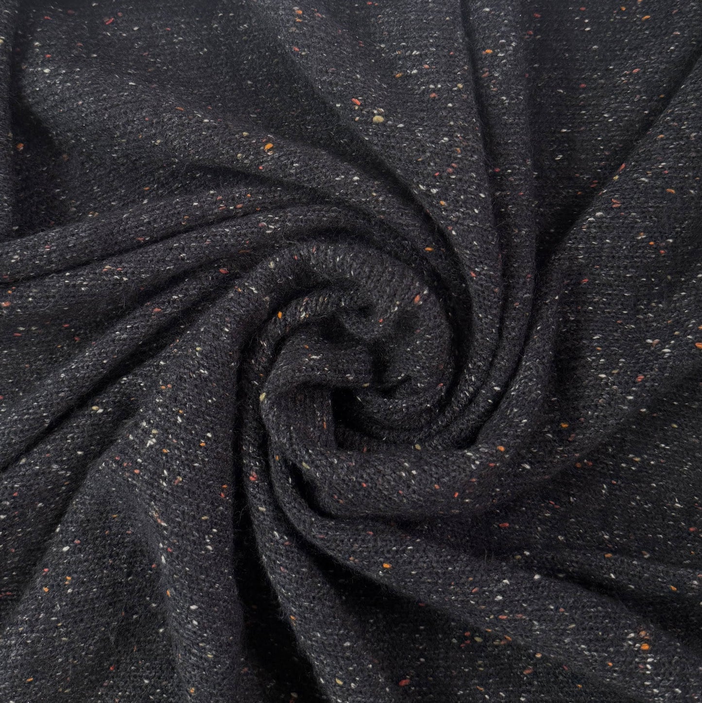 Acrylic Tweed Sweater Knit - Heathered Black / Darkest Navy - Deadstock