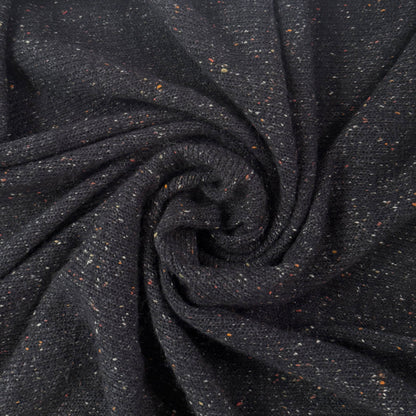 Acrylic Tweed Sweater Knit - Heathered Black / Darkest Navy - Deadstock