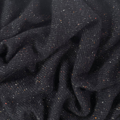 Acrylic Tweed Sweater Knit - Heathered Black / Darkest Navy - Deadstock