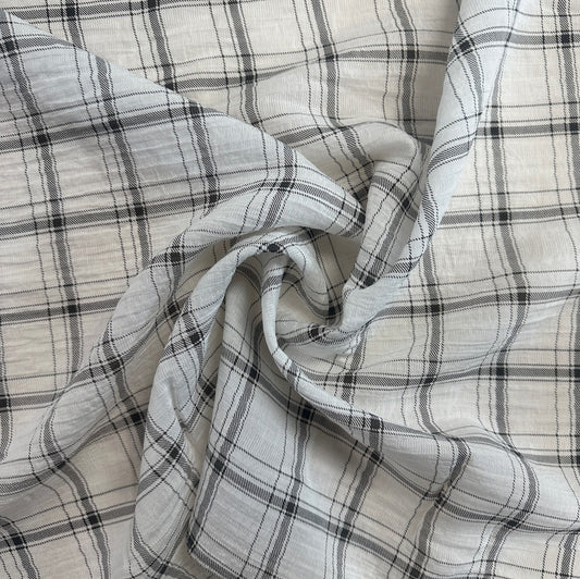 Black and White Check Gauze Woven - Poly - Deadstock