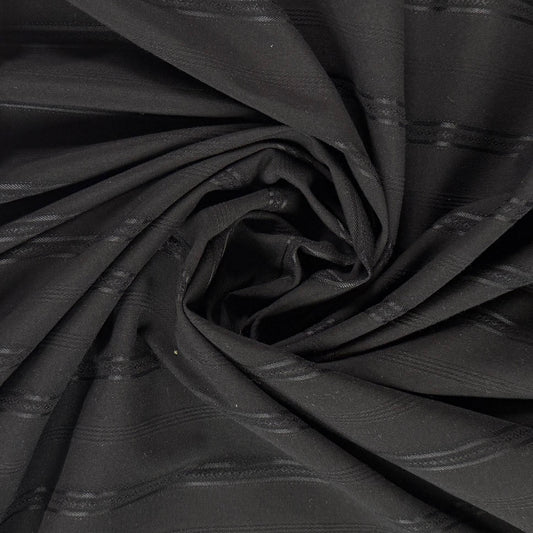 Stretch Striped Cotton Viscose - Black - Film Studio Deadstock