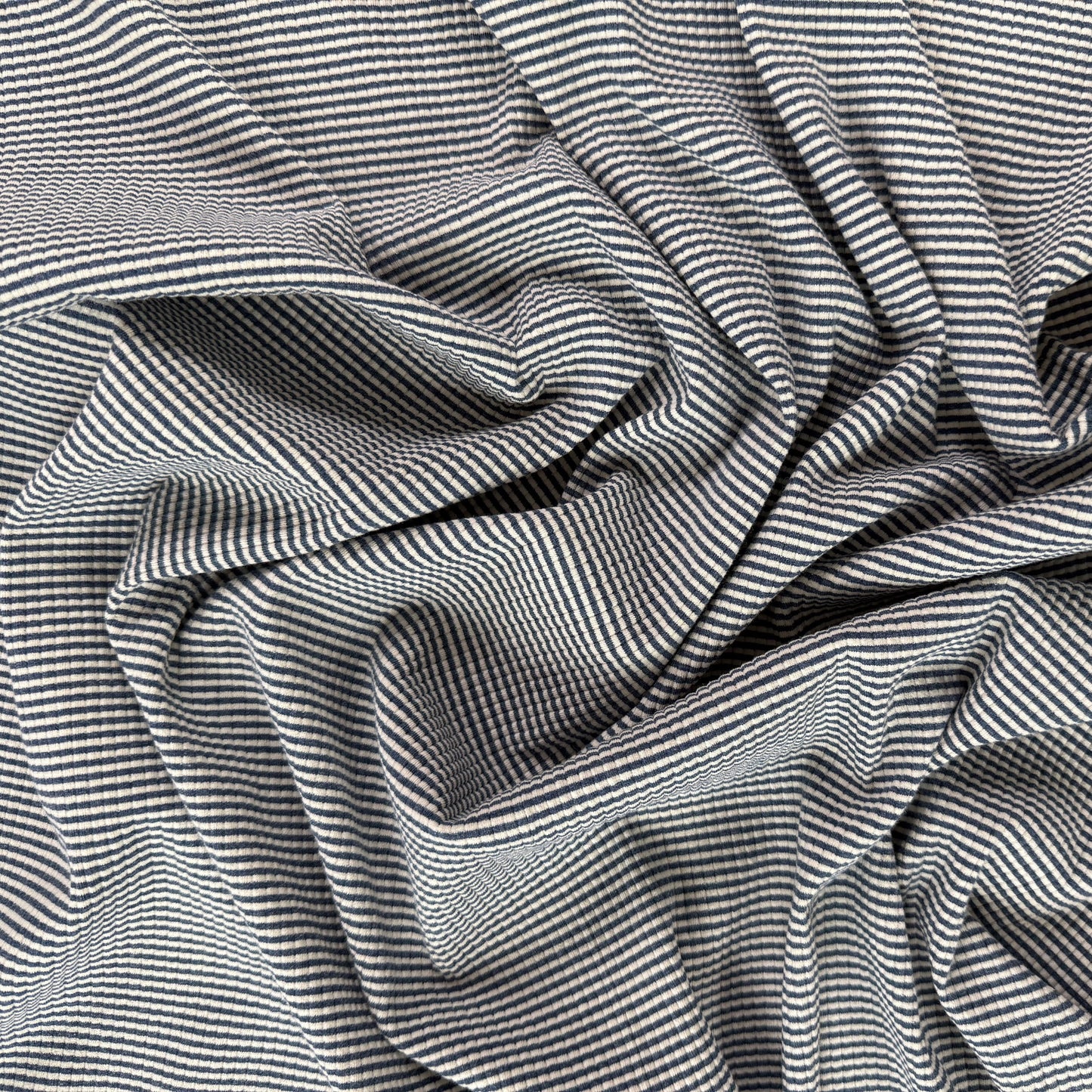 Knit Cotton - Navy & Ivory Stripe - Film Studio Deadstock