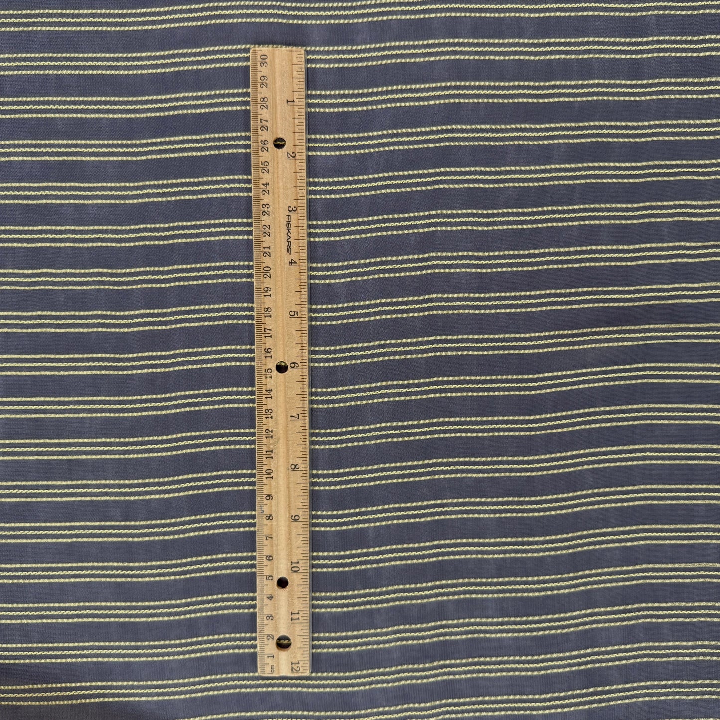 Embroidered Striped Fine Mesh Rayon - Grey & Yellow - Film Studio Deadstock