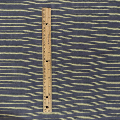Embroidered Striped Fine Mesh Rayon - Grey & Yellow - Film Studio Deadstock