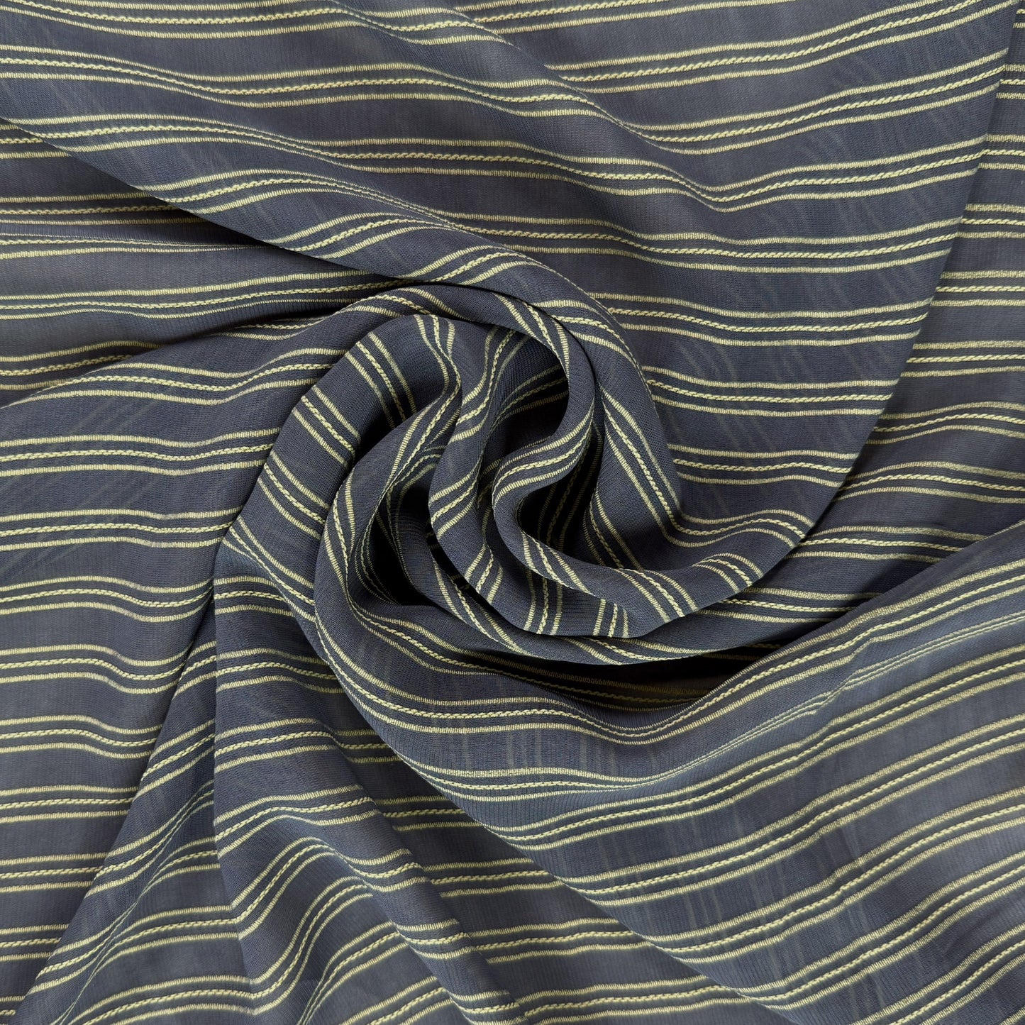 Embroidered Striped Fine Mesh Rayon - Grey & Yellow - Film Studio Deadstock