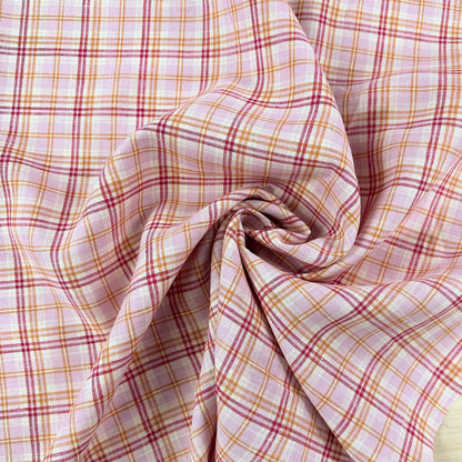 Yarn Dyed 100% Linen Plaid - Pink Check - 59"