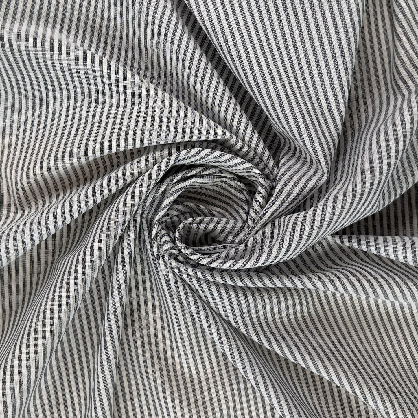 Yarn Dyed Striped Cotton Lawn - Charcoal