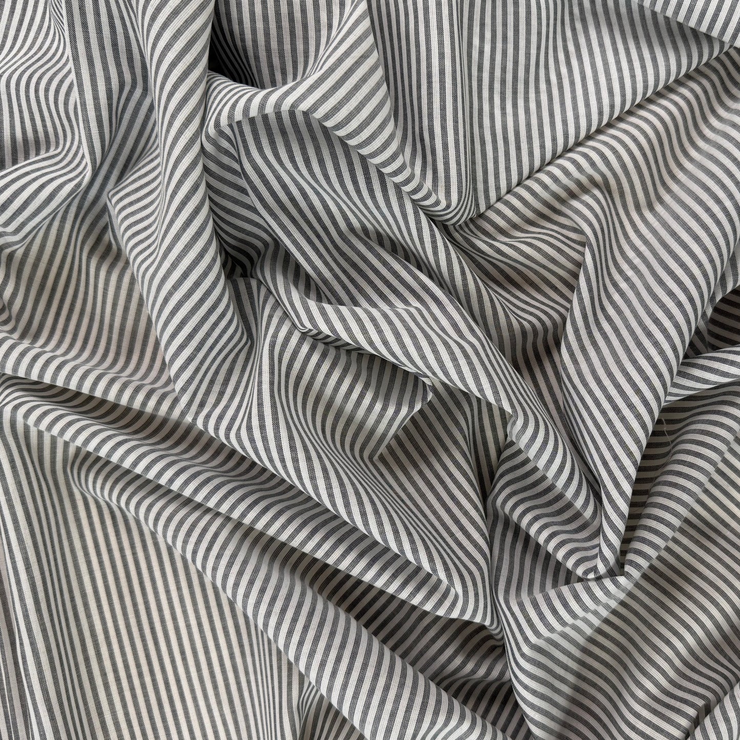 Yarn Dyed Striped Cotton Lawn - Charcoal