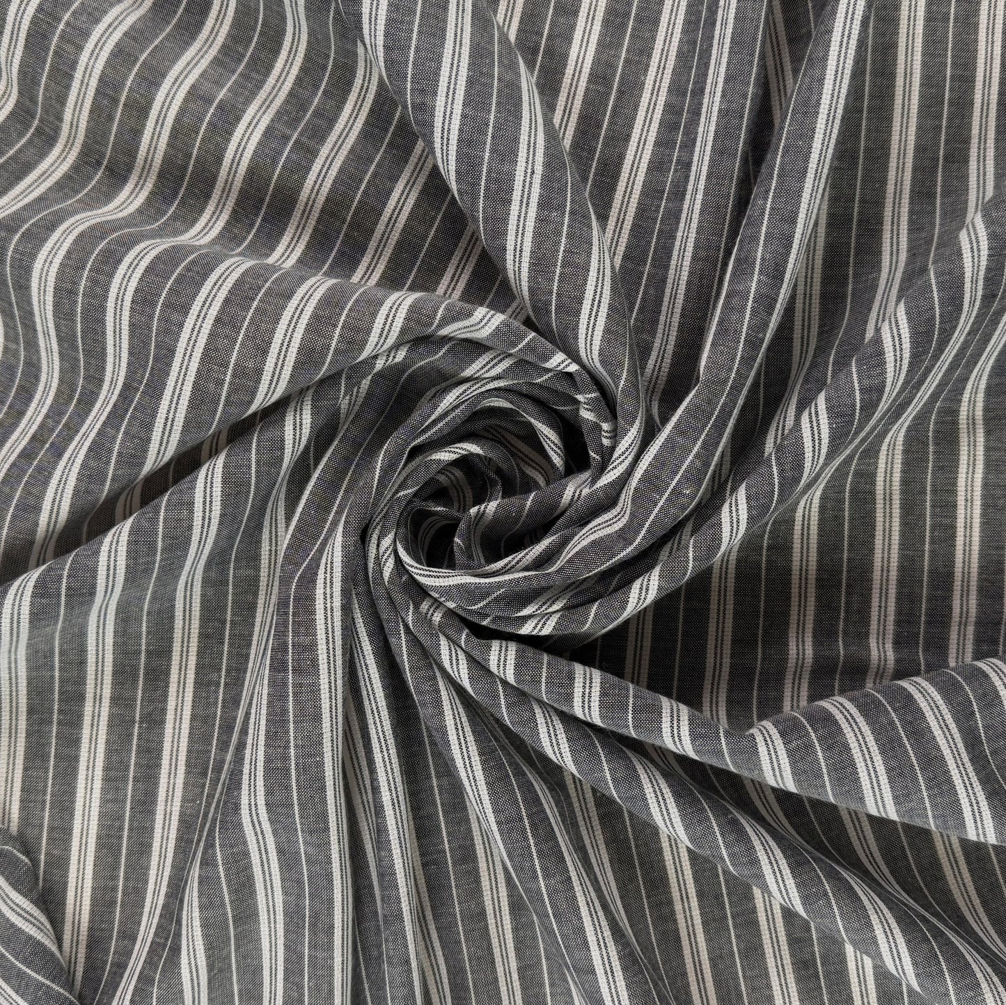 Yarn Dyed Striped Cotton - Charcoal & Ivory