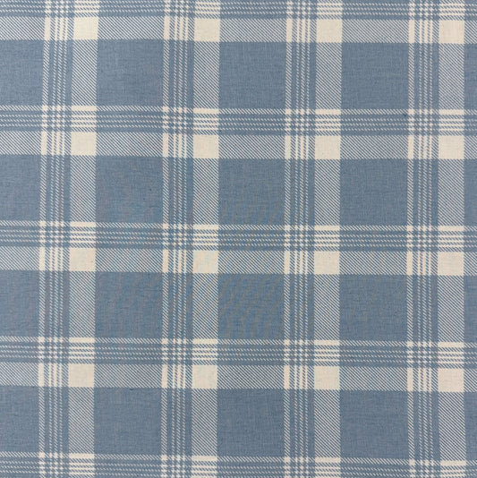 Cotton Denim - Light Blue Plaid - 4oz