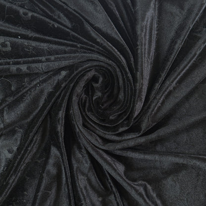 Floral Stretch Polyester Velvet - Black Floral - Film Studio Deadstock
