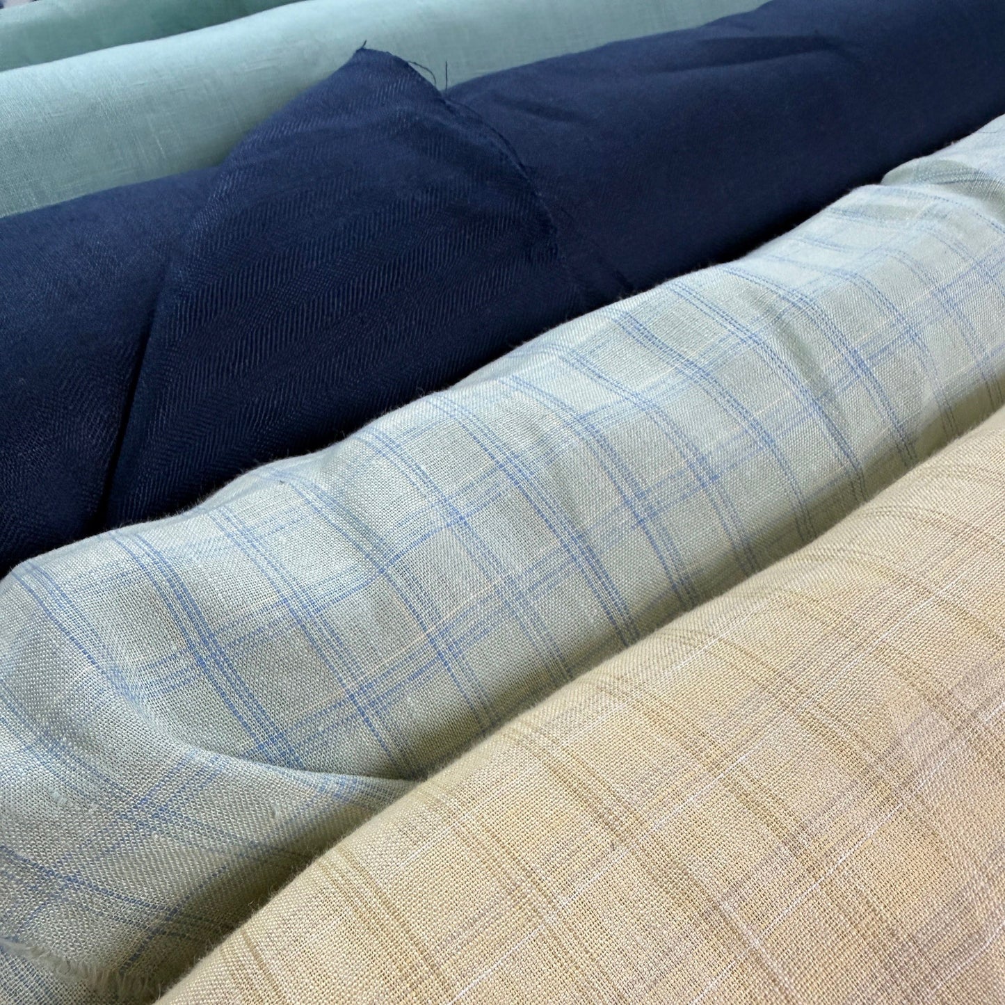 European Linen Herringbone Twill - Navy  - 57-58"