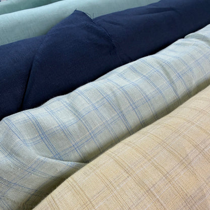 European Linen Herringbone Twill - Navy  - 57-58"