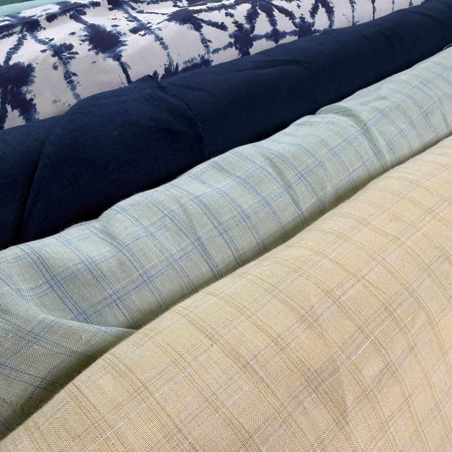 European Linen Herringbone Twill - Navy  - 57-58"