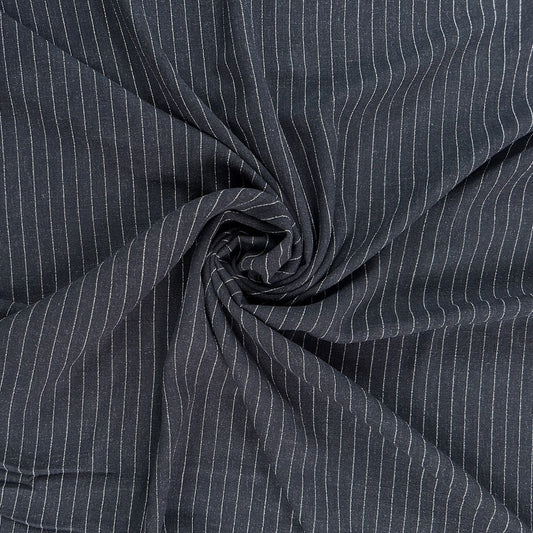 Classic Linen Rayon Yarn-dyed Stripe - Black