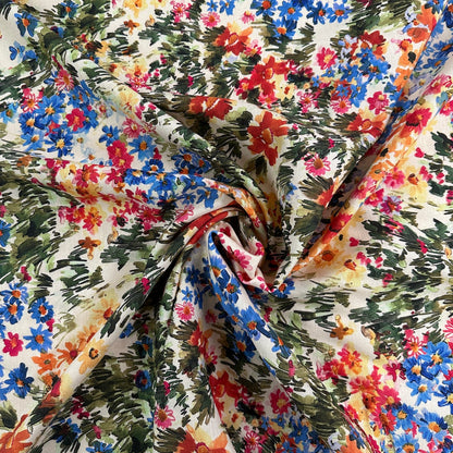 Digitally Printed Linen & Viscose Slub - Floral Multicolour