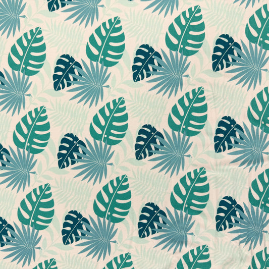 Bamboo Stretch Jersey Knit - Monstera Leaves - Deadstock - 250gsm - 67"