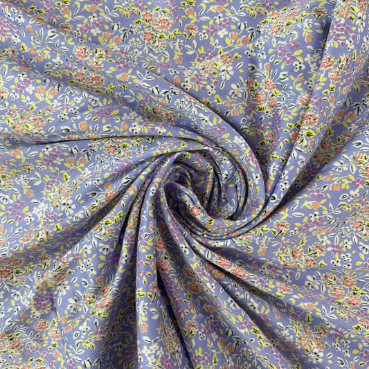Stretch Cotton Woven - Purple Florals - Deadstock