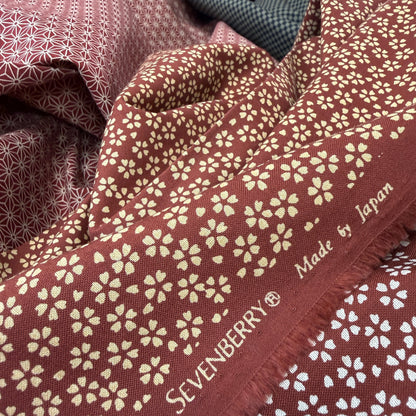 Sevenberry Woven Cotton - Cherry Blossoms - Red