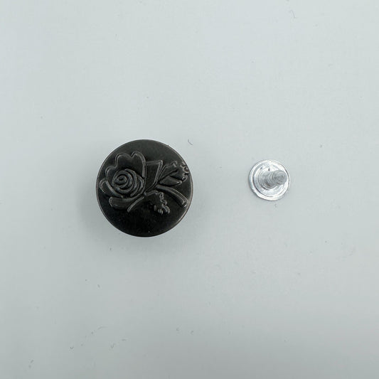 Gun Metal Flower Jean Buttons - 17mm (3⁄5″) - Set of Two