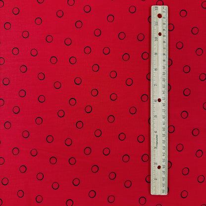 Polyester Crepe - Red & Black Circles - Deadstock