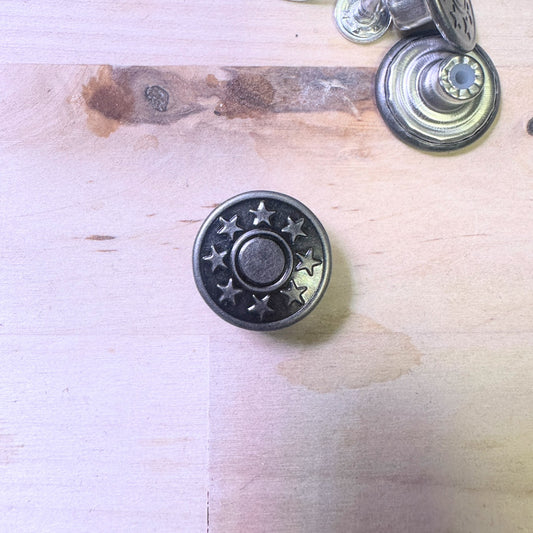 Gun Metal Star Jean Buttons - 17mm (3⁄5″) - Set of Two