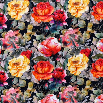 Ecovero Viscose Crepe Print - Dark Painterly Florals