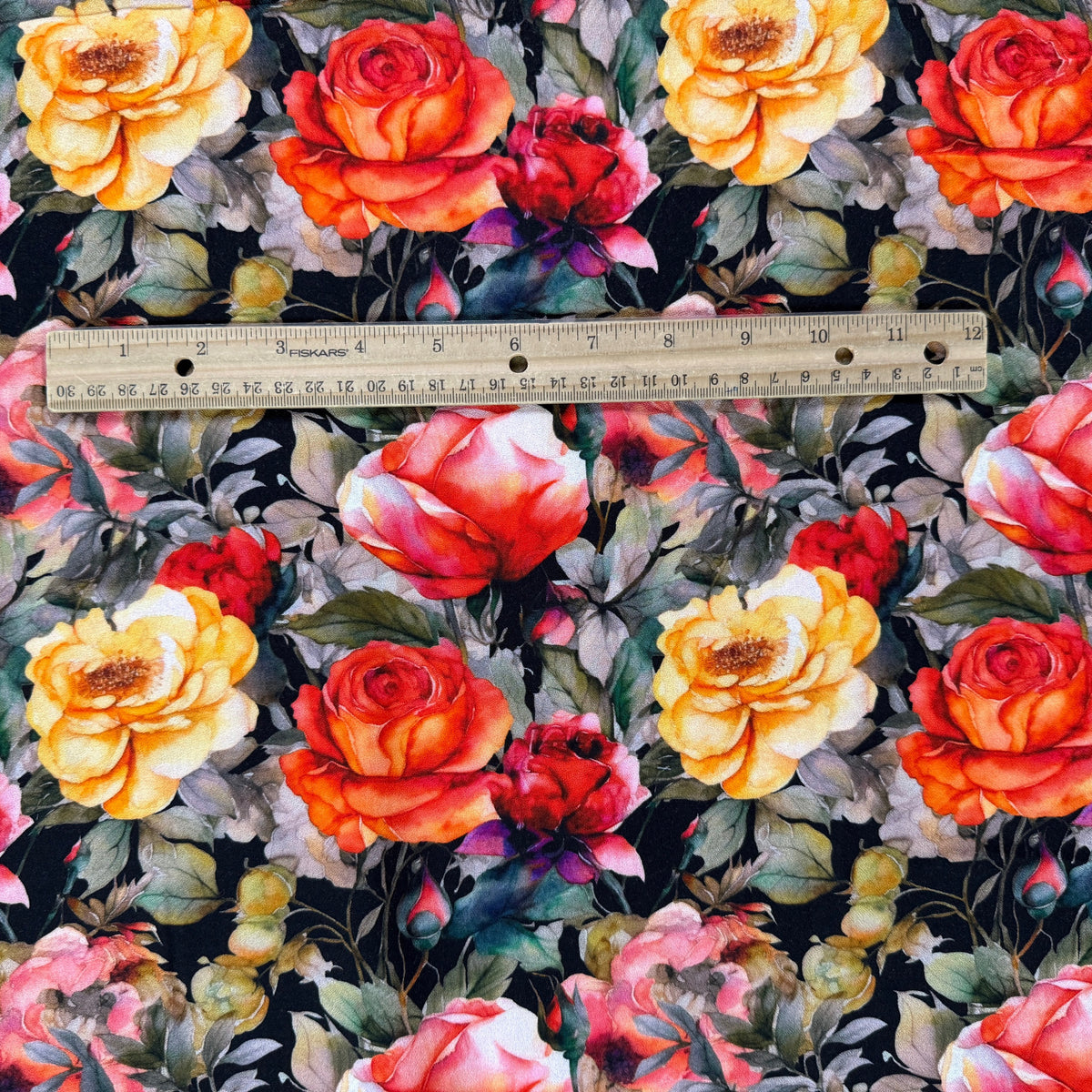 Ecovero Viscose Crepe Print - Dark Painterly Florals