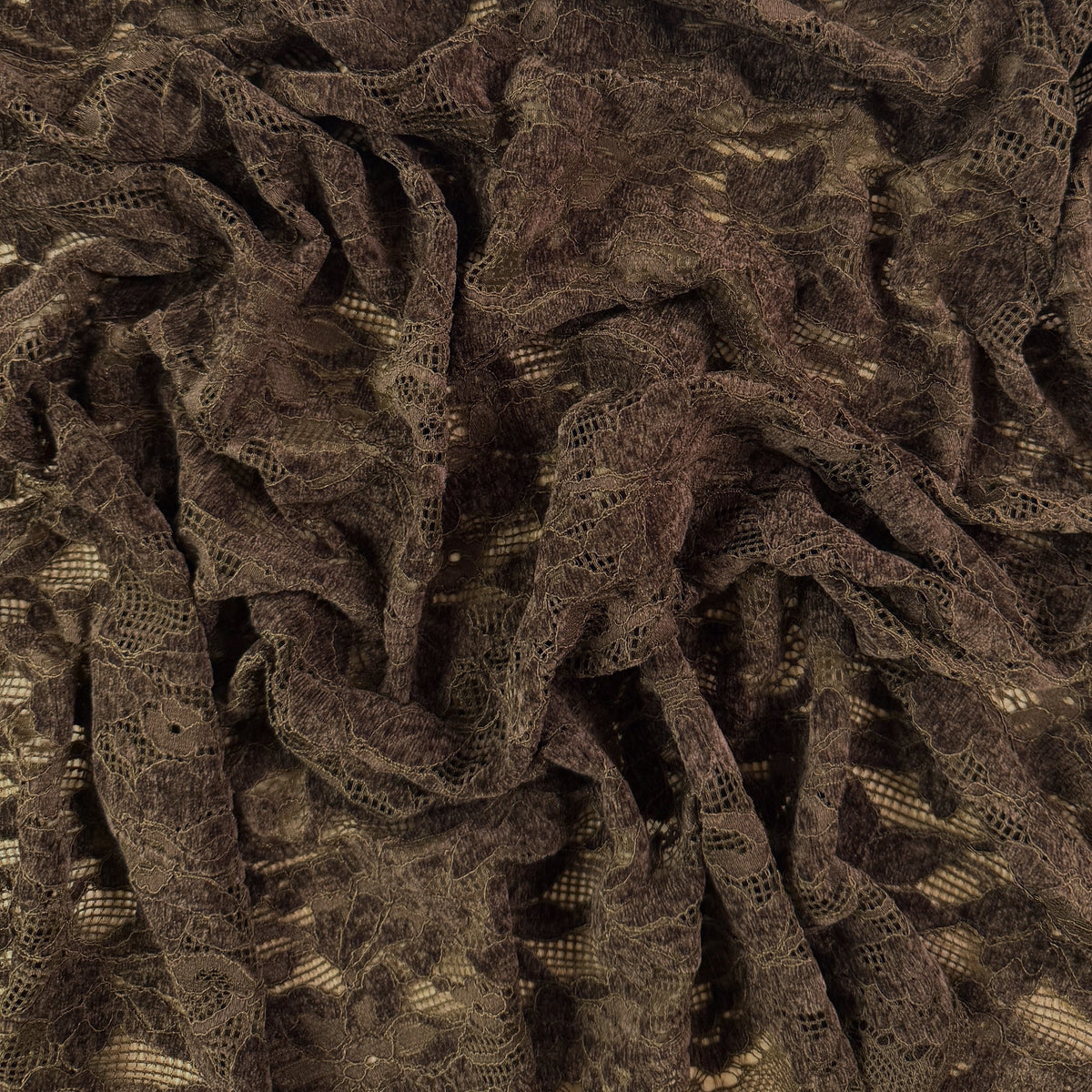 Stretch Chenille Lace - Chocolate Brown