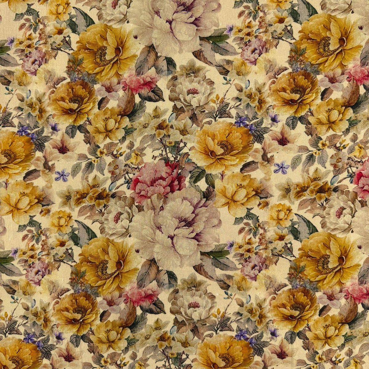 Rayon Linen Rivera Slub - Golden Florals