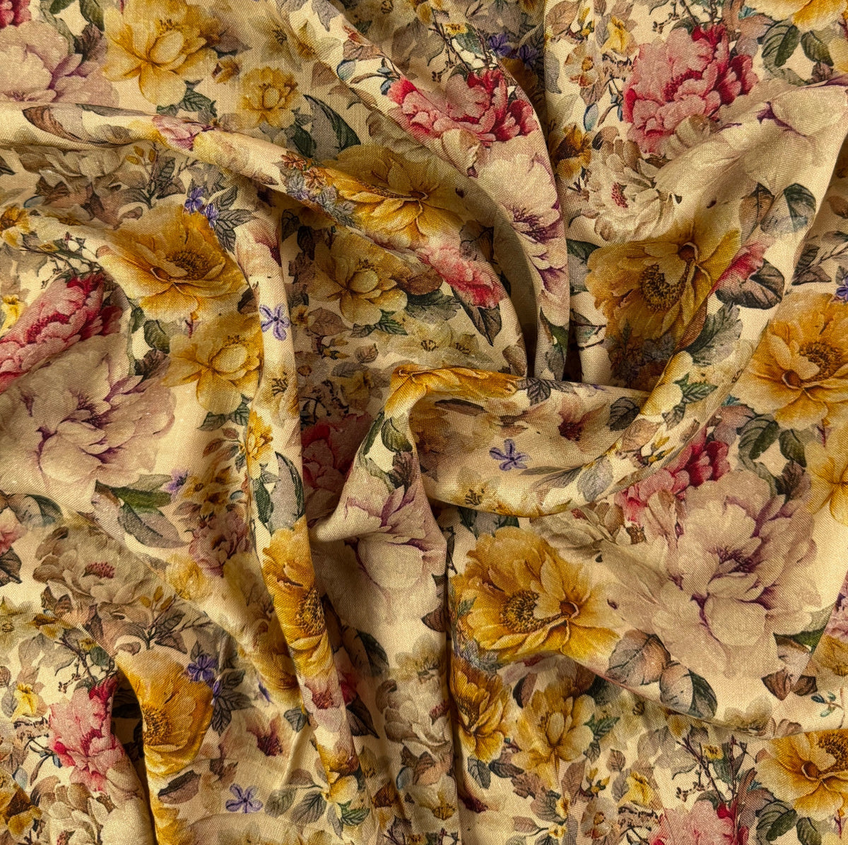 Rayon Linen Rivera Slub - Golden Florals