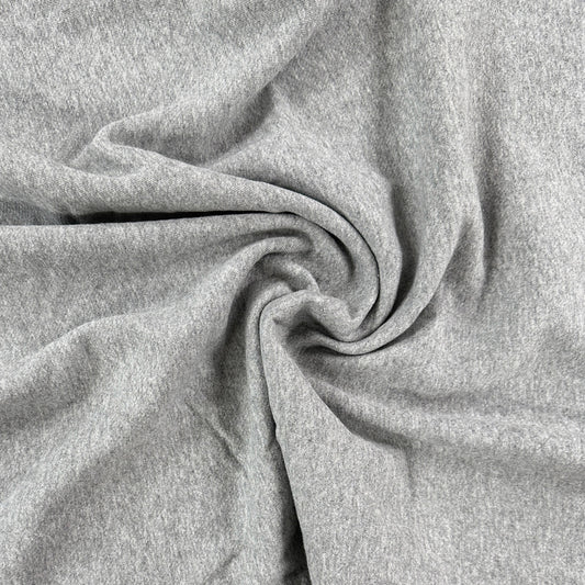 Organic Cotton Twill Face Fleece Knit - Light Heather Grey