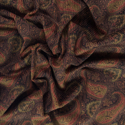 Stretch Cotton Corduroy - Brown Paisley - Designer Deadstock