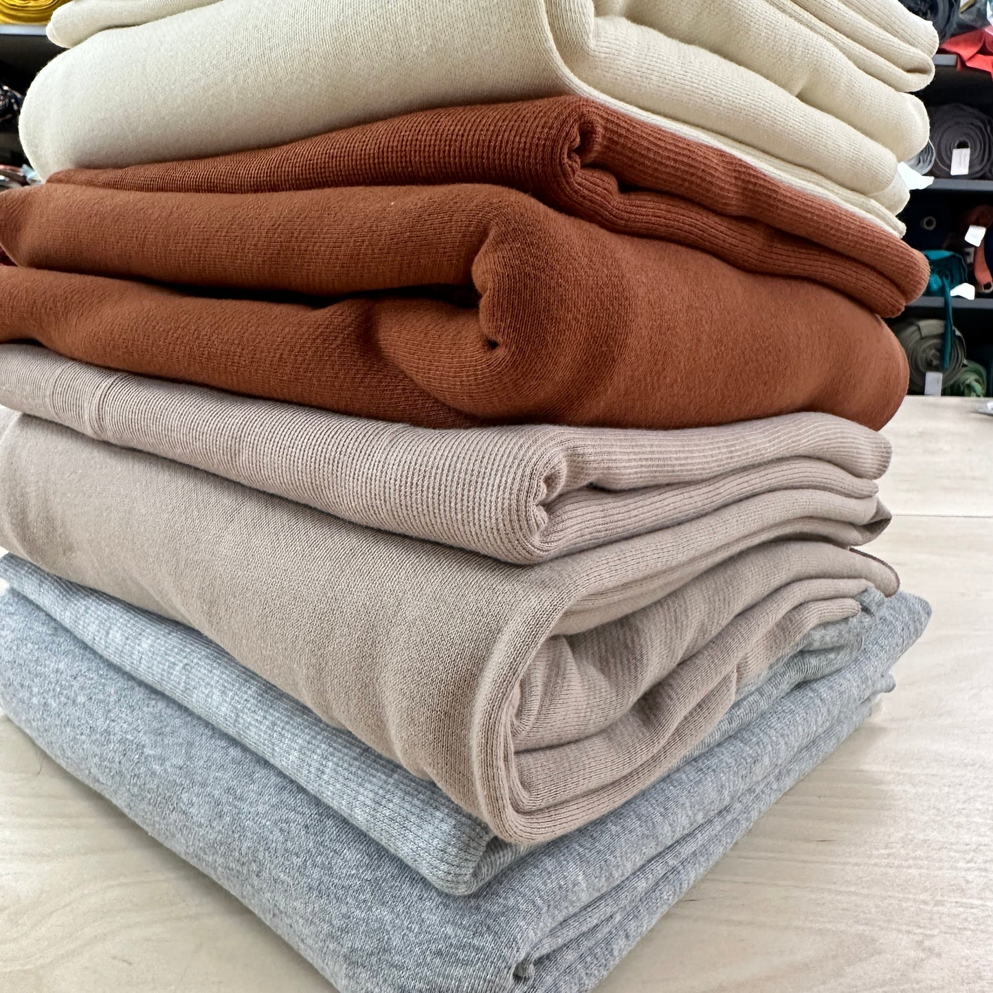 Organic Cotton Twill Face Fleece Knit - Vanilla - Natural/Cream