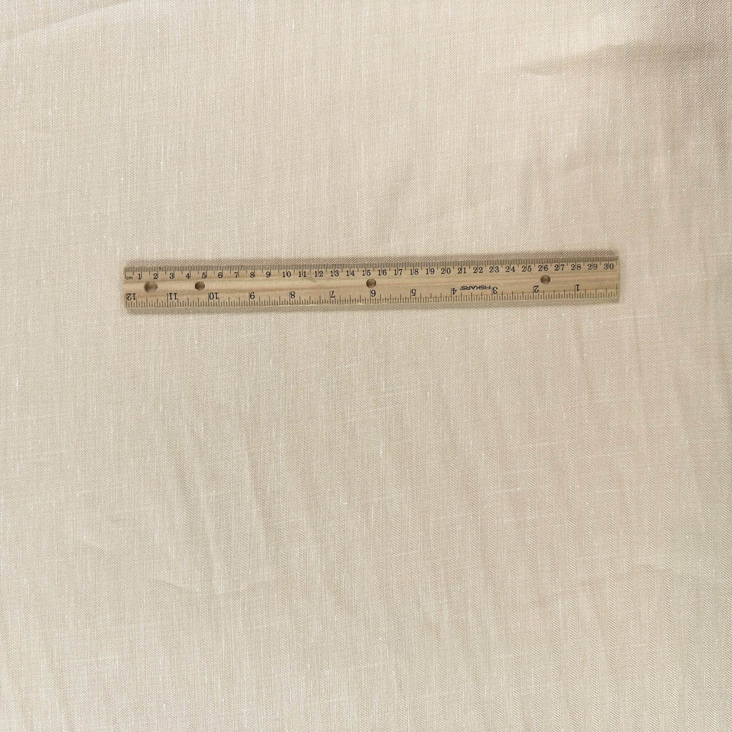 18" Remnant - Yarn Dyed Cotton Herringbone Twill - Light Beige - Deadstock