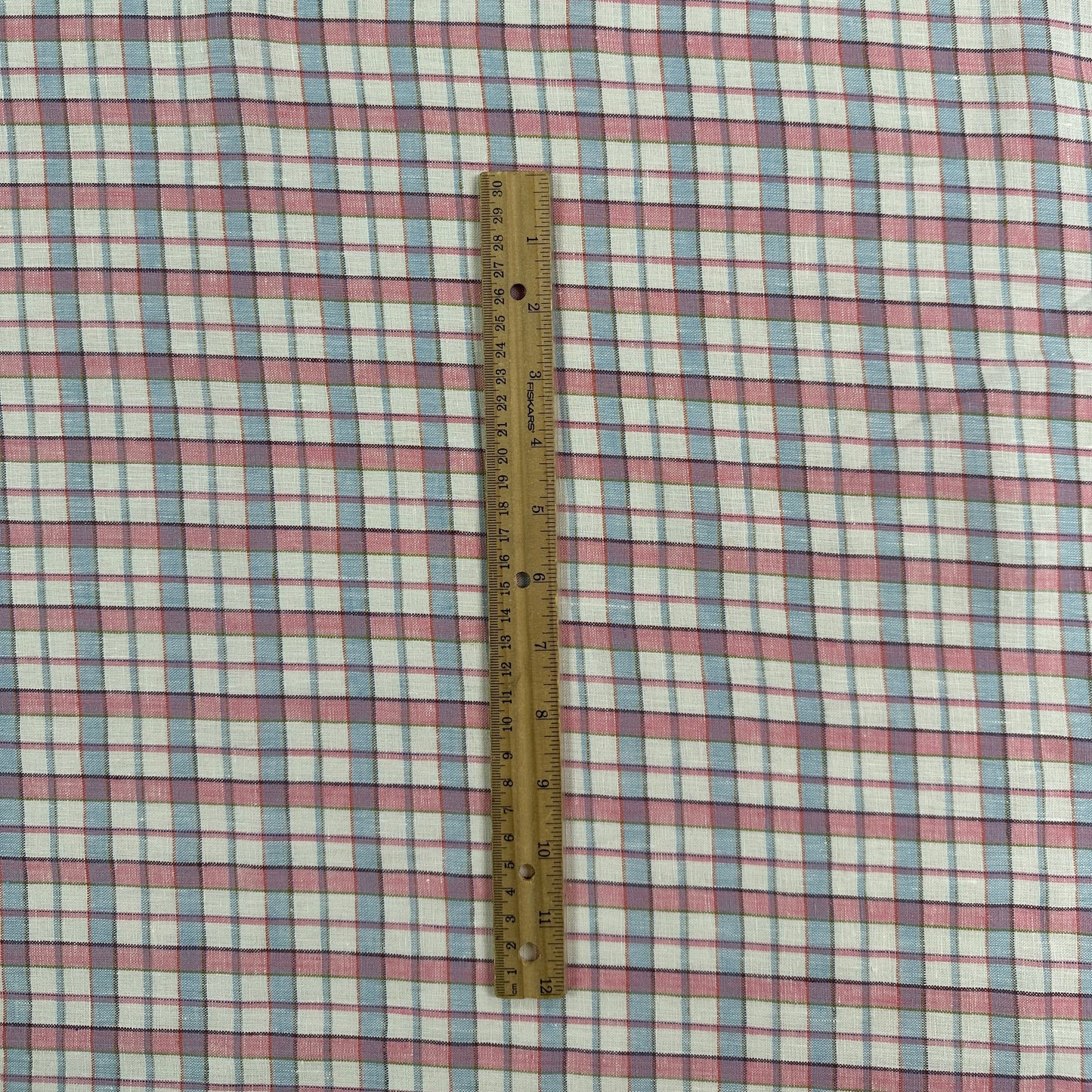 Yarn Dyed European Linen Plaid - Pink, Blue & White Check - 62"