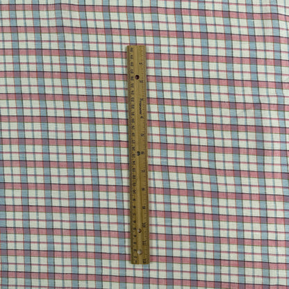 Yarn Dyed European Linen Plaid - Pink, Blue & White Check - 62"