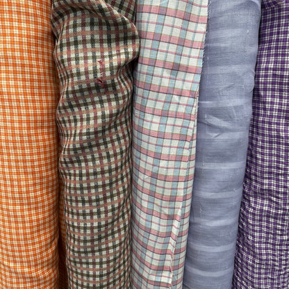 Yarn Dyed European Linen Plaid - Pink, Blue & White Check - 62"
