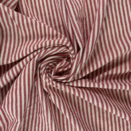 52" Remnant - Yarn Dyed Red & White - Organic Cotton Stripe