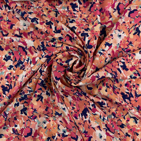 Coral Floral - Rayon Challis
