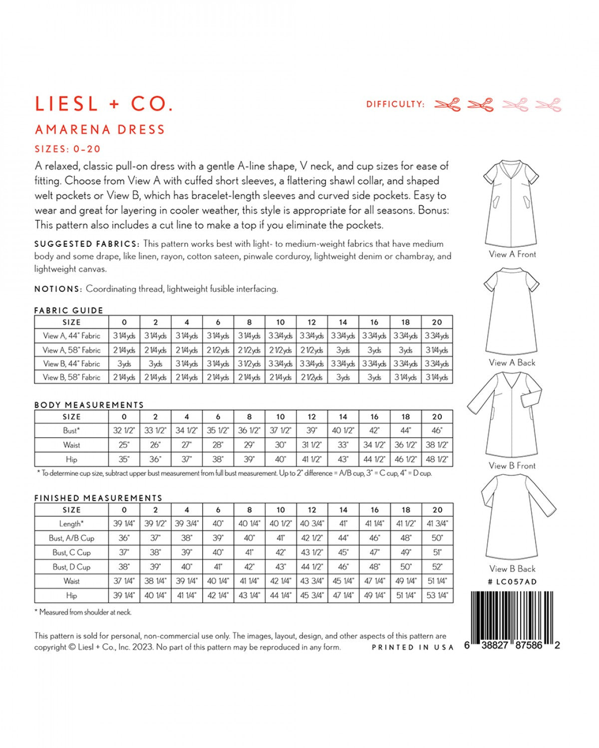 Liesl + Co - Amarena Dress Sewing Pattern