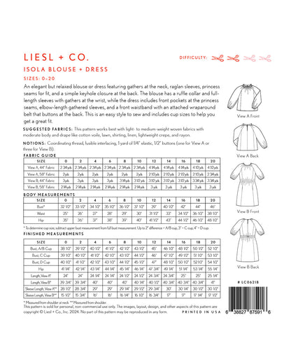 Liesl + Co - Isola Blouse & Dress Sewing Pattern