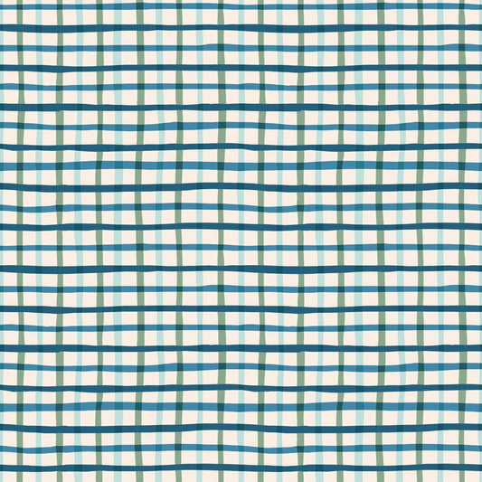Retro Plaid - Blue & Green - Camp Canine - GOTS Organic Cotton