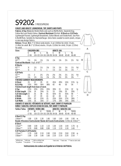 Simplicity - SS9202 Misses'/Men's/Children's/Boys'/Girls' T-Shirt, Shorts and Pants