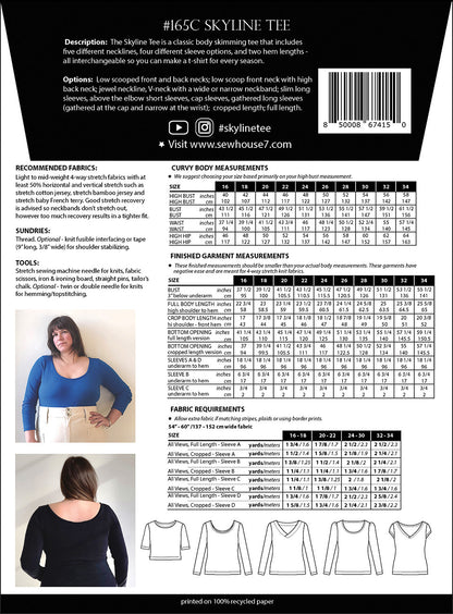 Sew House Seven - Skyline Tee Curvy Fit - sizes 16-34