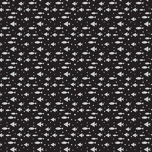 Minnows - Black - Reef Life by Wee Gallery - Cotton Fabric