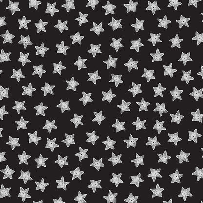 Starfish - Black - Reef Life by Wee Gallery - Cotton Fabric