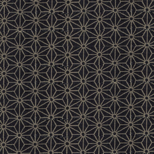 Sevenberry Woven Cotton - Hemp Leaves - Midnight Navy