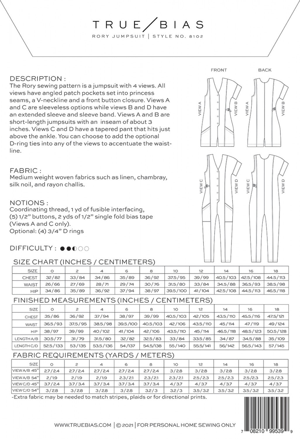 Rory Jumpsuit - By True Bias Patterns