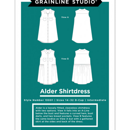 Alder Shirtdress Pattern - Grainline Studio 14 - 32